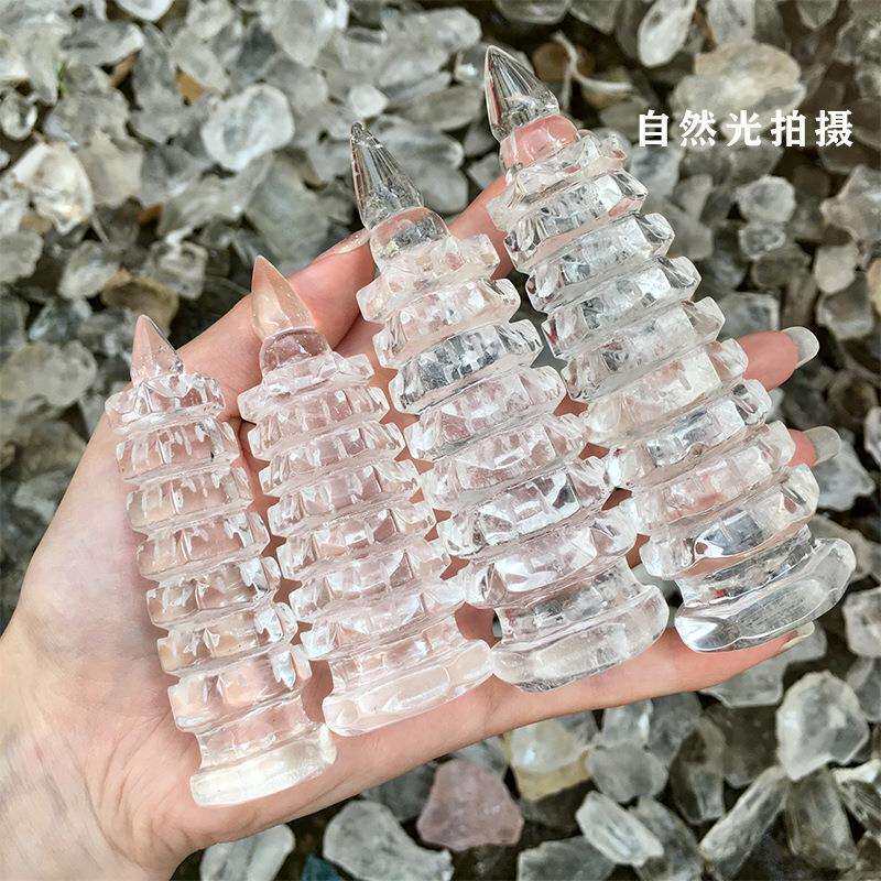 厂家天然白文昌塔水晶 文昌塔雕件家居装饰品水晶工艺品摆件