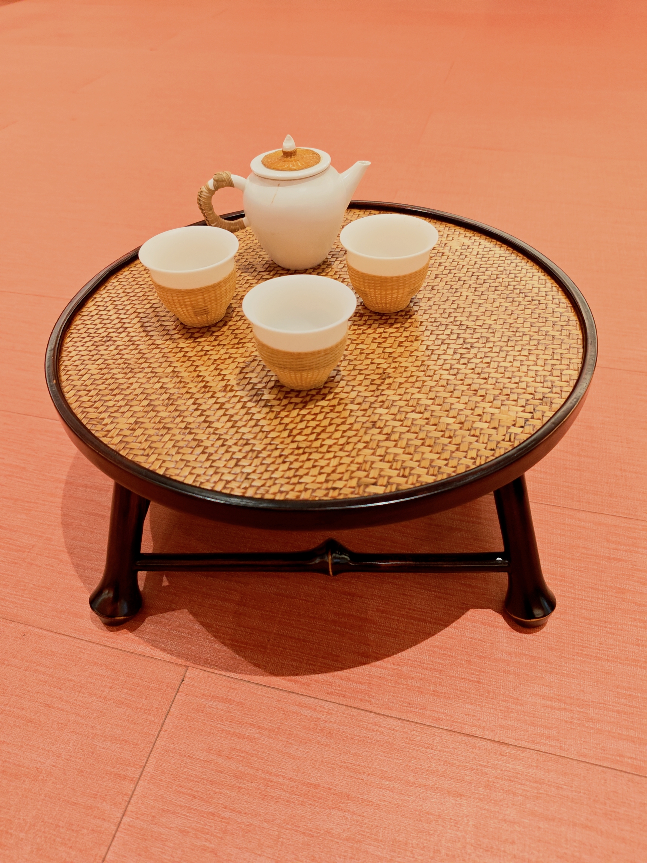 筇竹茶台小型干泡台茶具收纳架置物架餐厅茶室客厅户外直径35厘米