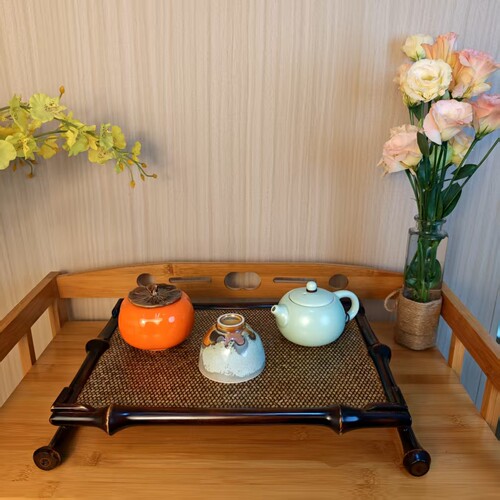 筇竹干泡台茶架功夫茶具茶室茶台禅意竹编茶道茶器新中式竹托盘礼