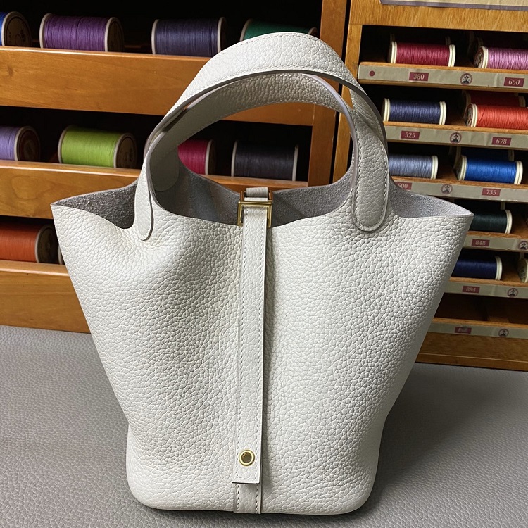 H家菜篮子包包TC牛皮手提包纯手工蜡线缝制18/22cm水桶包手拎女包