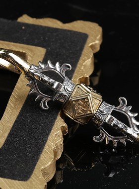 S925银【转五钴金刚s杵】吊坠挂件配饰 男霸气个性可转动挂坠