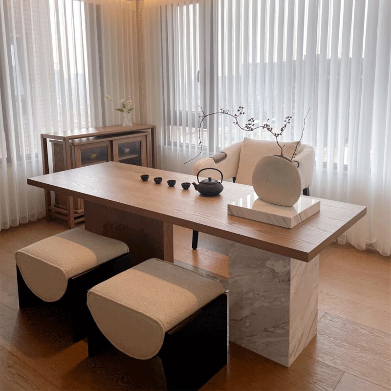 新中式茶桌椅组合禅意阳台茶桌小型简约L现代高端实木家用小茶台