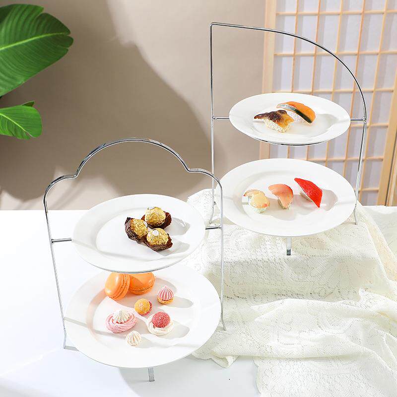 金属蛋糕盘烘培茶歇点心水果婚庆盘西点托盘糕点冷餐欧式双层甜点