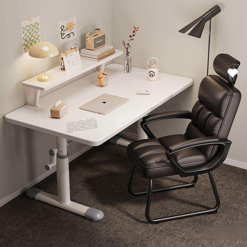 升降书桌桌手摇桌椅套装加厚学生书房办公学习电脑实木桌货源