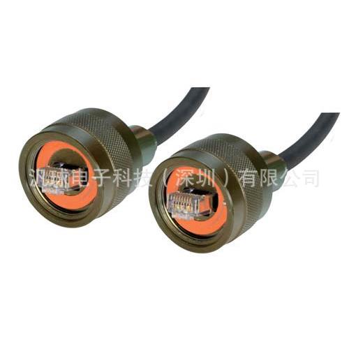 L-COM TRD8RG1-01 IP68级加固型超5类线缆 RJ45插头/插头锌镍抛光
