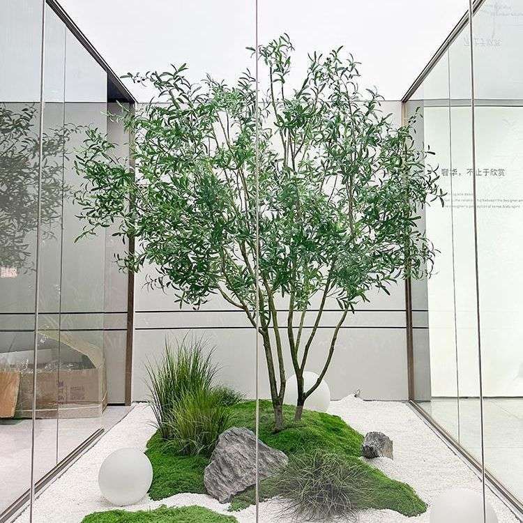橄榄树大型落地仿生绿植室内外景观装饰橱窗造景植物假树北欧