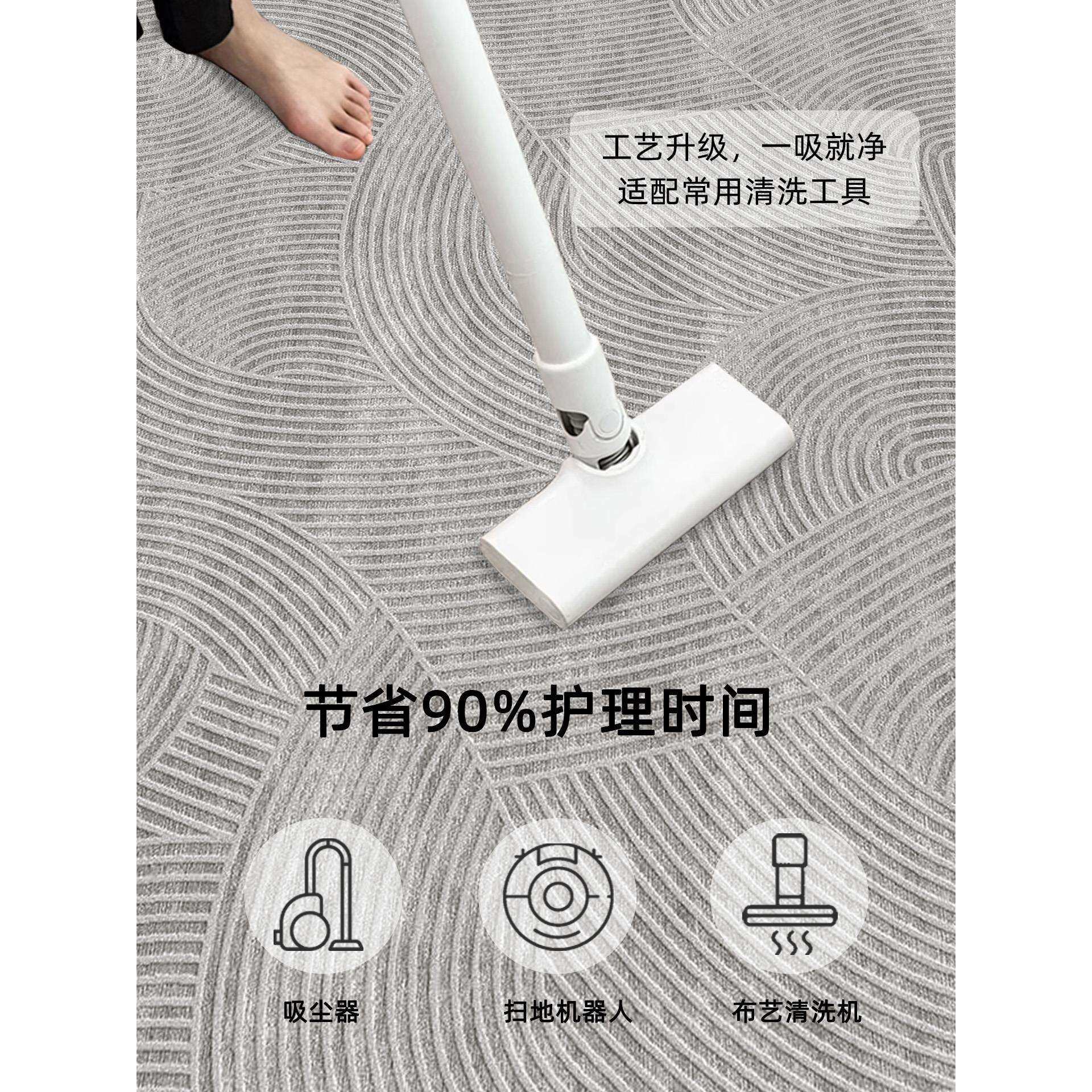 轻奢灰色卧室地毯客厅沙发地垫新款高级床边免洗2025耐脏感可擦毯