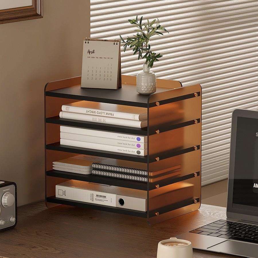 办公桌文件收纳架书架桌面整理架子书桌置物架办公室工位改造神器