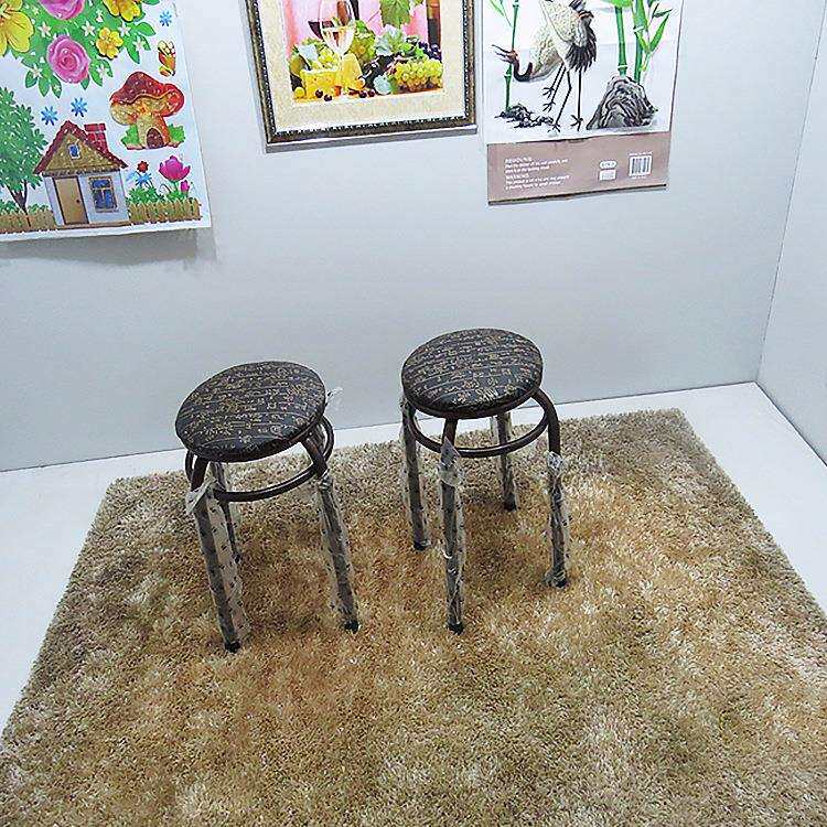 家用简约软小板凳 四腿金属圆凳休息凳子小圆凳铁凳加固凳子