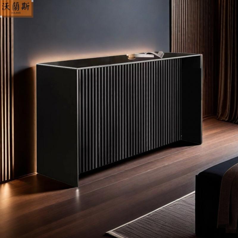 高级迷你岩板吧台高脚桌子铁艺家用沙发靠背桌小户型家用隔断现代