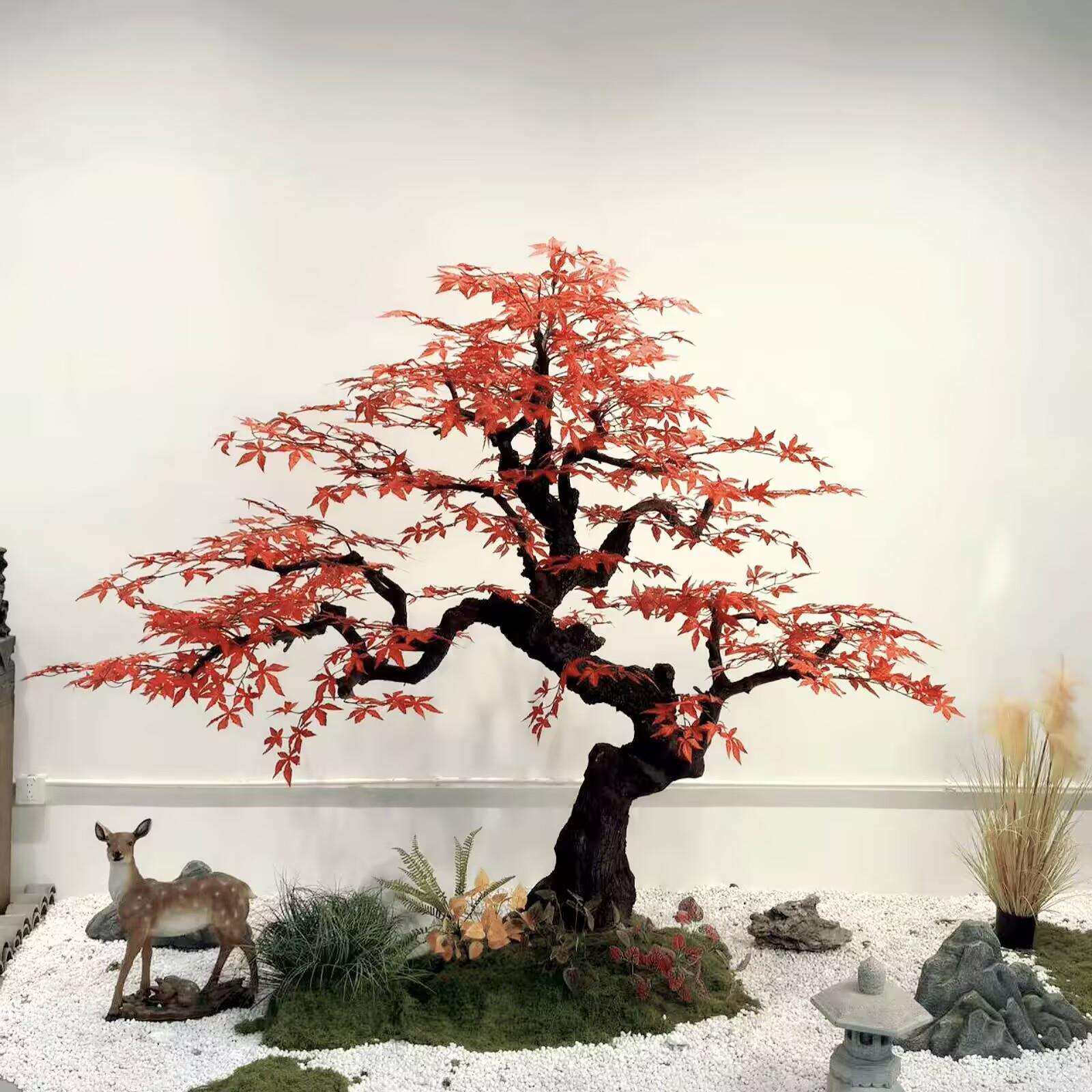 仿真枫叶树假红枫树大型商场酒店绿植假树室内外落地简约装饰造景