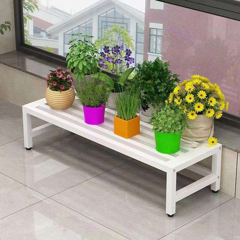 阳台窗台移动铁艺单层花架一层落地式窄窗台加宽阳台长条花盆架子