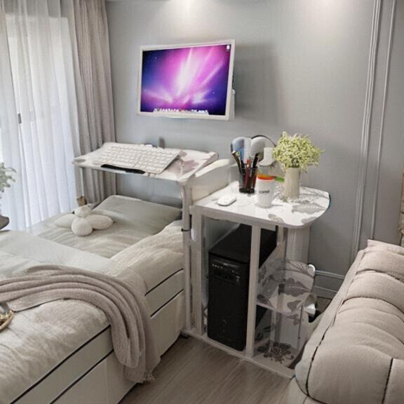 J^懒人电脑桌悬挂台式家用桌床边桌可折叠升降移动桌笔记本