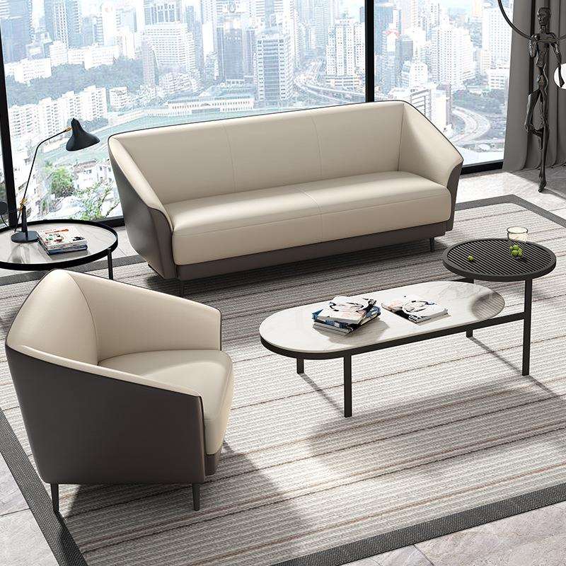 蓝柯简约办公沙发茶几组合会客区办公室商务沙发接待室休闲三人位