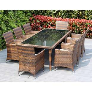 户外桌椅庭院藤编藤椅组合室外露天露台商用餐桌椅子休闲防水防晒