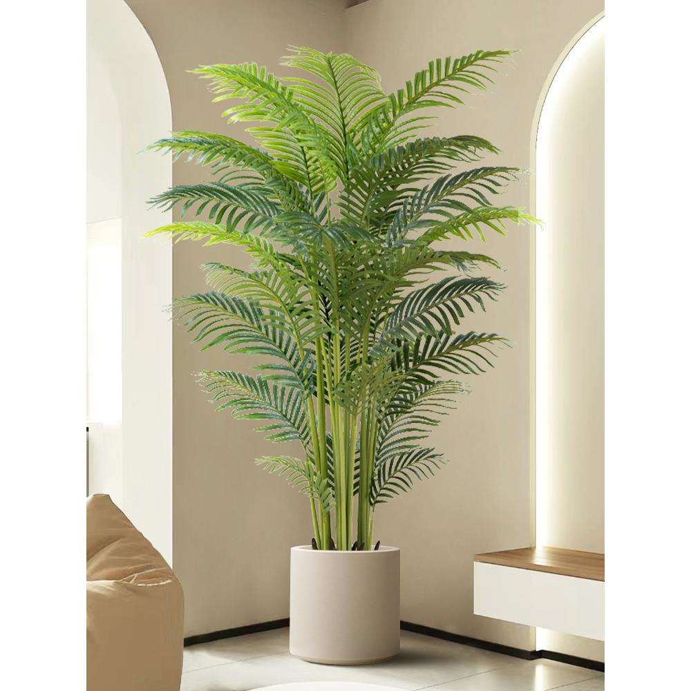 绿植散尾葵室内盆栽大型仿生植物假树轻奢客厅装饰品落地摆件