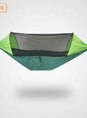 自动速开蚊帐吊床户外野营撑杆绿色蚊帐吊床防侧翻尼龙吊床带蚊帐