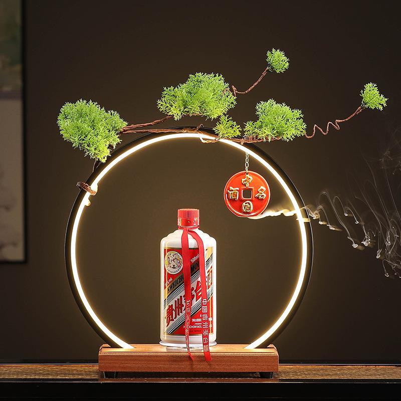 创意转台酒瓶酒水展示架道具发光底座旋转灯圈底座展会品鉴装饰品