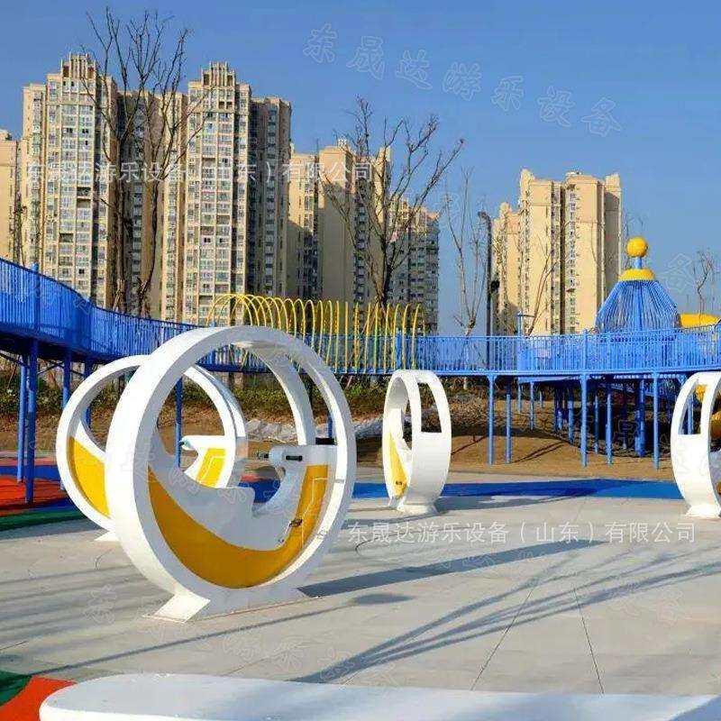 发光喷泉单车 游乐场广场成人儿童无动力互脚踏互动游乐设施
