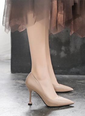 春秋季工作职业高跟鞋女 百搭尖头细跟小码31323O3单跟鞋大码41-4