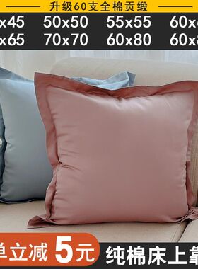 床头靠枕大靠背垫55x55全棉大号靠垫套6E5x50x60x80抱枕套不含芯4