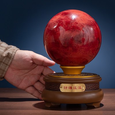 黄色水晶球摆件招财客厅玄关酒柜办公室吧台装饰店铺开业乔迁礼品