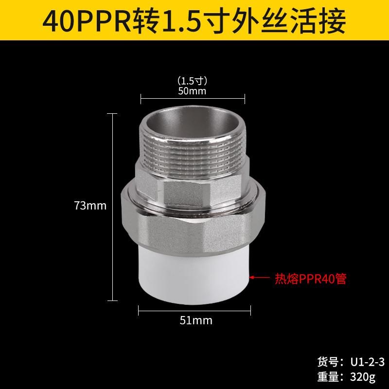 40ppr直通外丝内丝活接1/2寸外丝内丝转50/63/75热熔水管直接新款