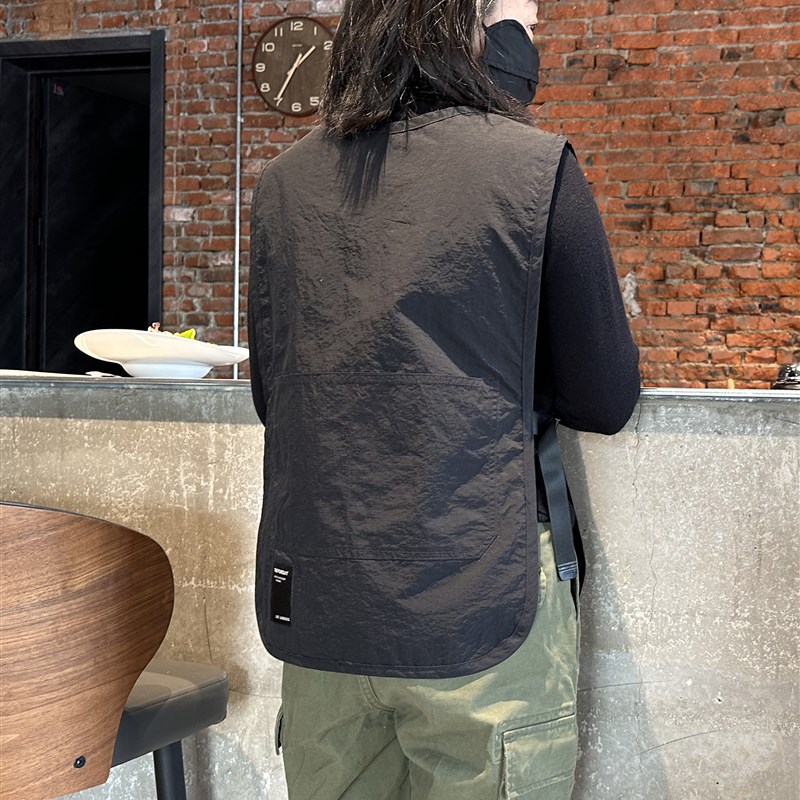 马甲式围裙防泼水咖啡师理发店美甲工作服撸猫无袖罩衣可定制logo