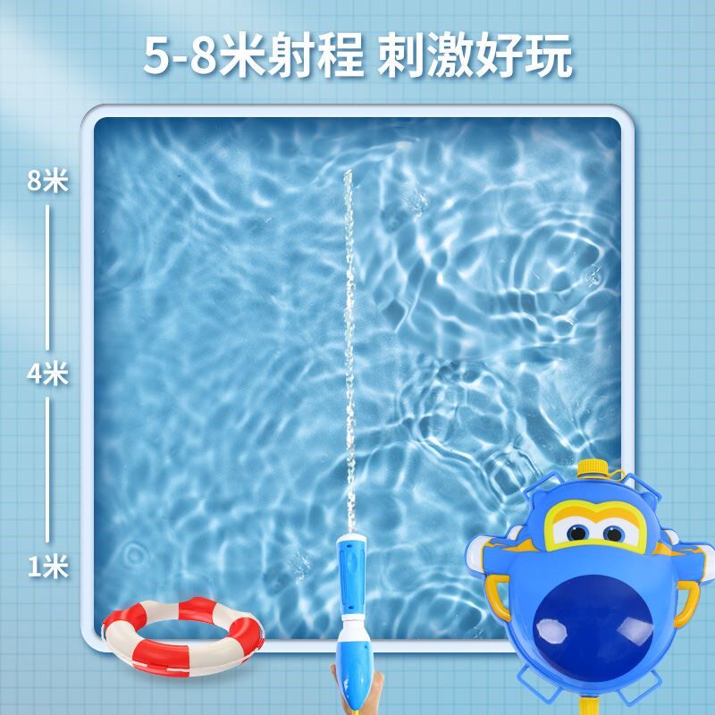 新款儿童背包水枪玩具夏天大容量抽拉式喷水呲洒滋水女男孩宝宝打 - 实物图