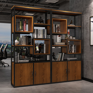 客厅屏风隔断书柜组合简约落地铁艺置物架办N公室书架玄关储物柜