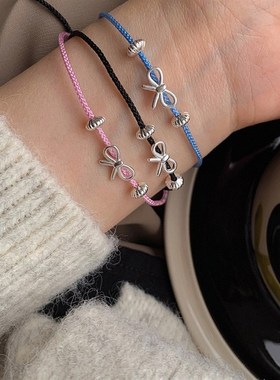 霁色幸运小红绳银转运手绳手链姐妹情侣款首饰洗澡睡觉不用摘