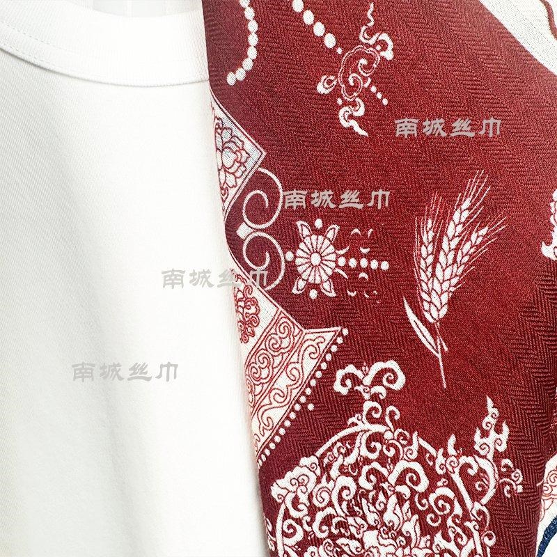 【宫灯】秋冬新品国风四拼色撞色气质时尚丝巾丝绒手感65方巾围巾