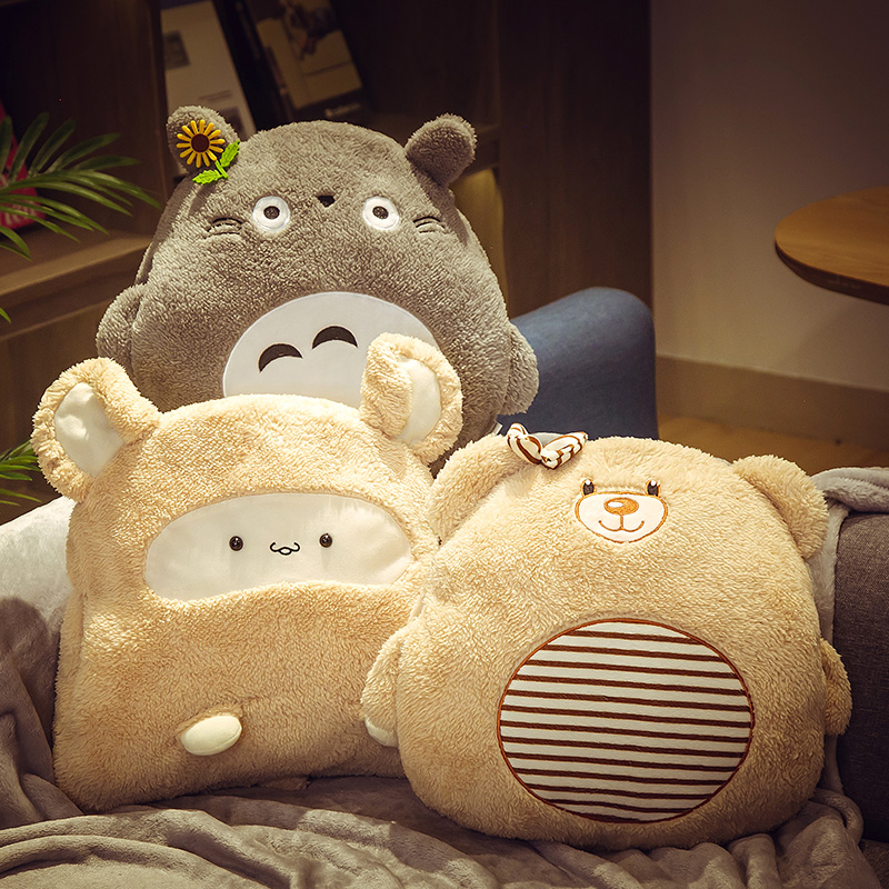 抱枕被子两用办公室毯子r小毛毯枕头二合一冬季珊瑚绒车载车用午