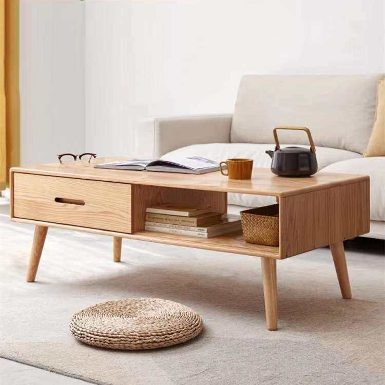 全实木茶几简约现代家用橡木家具北欧风格小户型客厅原木茶台桌类