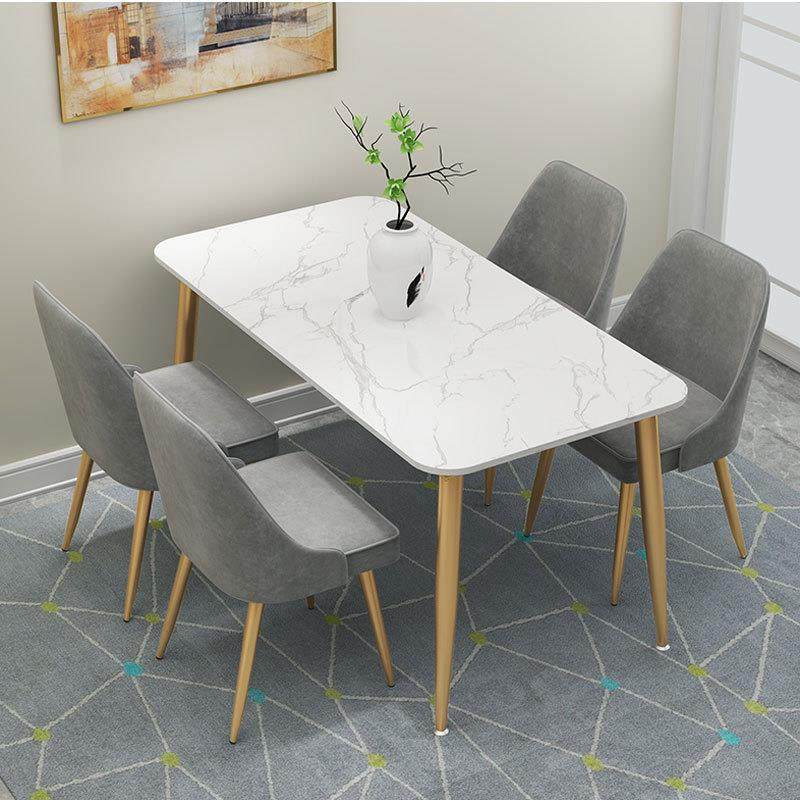 北欧铁艺大理石餐桌 简约网红餐厅餐桌椅 奶茶店长方形餐桌椅组合