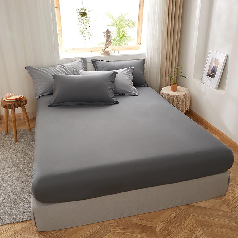 简约素色纯色床笠单件150x200cm单双人床180x200x220全棉床罩宿舍