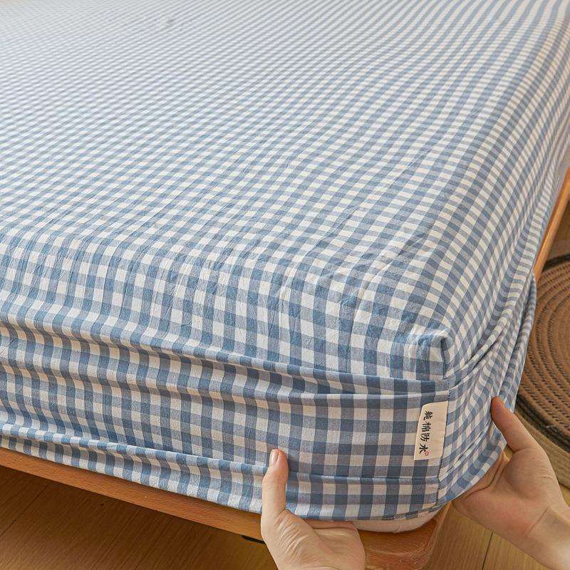 A类床笠色织全棉单件床垫套防水防螨纯棉床单防尘床罩单买保护罩