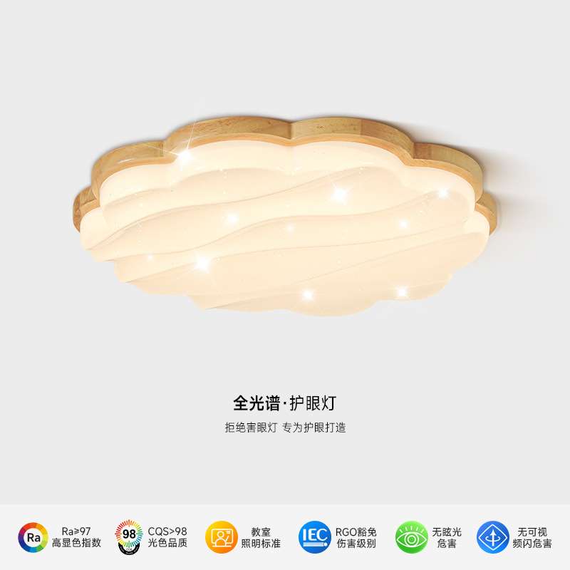 北欧原木风温馨奶油现代简约时尚高级花朵星空书房间吸顶灯卧室灯