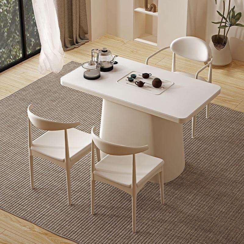 奶油风小户型阳台茶桌椅组合现代简约烧水壶一体家用茶台2023新款