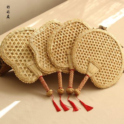 手工扇子麦秸扇编织蒲扇纳凉手摇宝贝扇麦秆圆扇团扇舞蹈装饰老式
