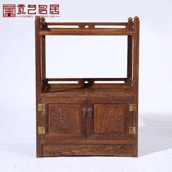 红木家具 全鸡翅木茶桌边几茶水柜 仿古中式餐边柜实木小茶几角几