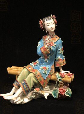 陶瓷工艺品石湾公仔人物中国风仕女可爱客厅饰品家居简约创意摆件