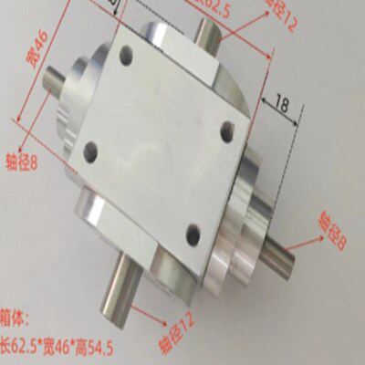 小模数90度直角传动换向1:2齿轮箱单输出轴、双输出轴、三输出轴