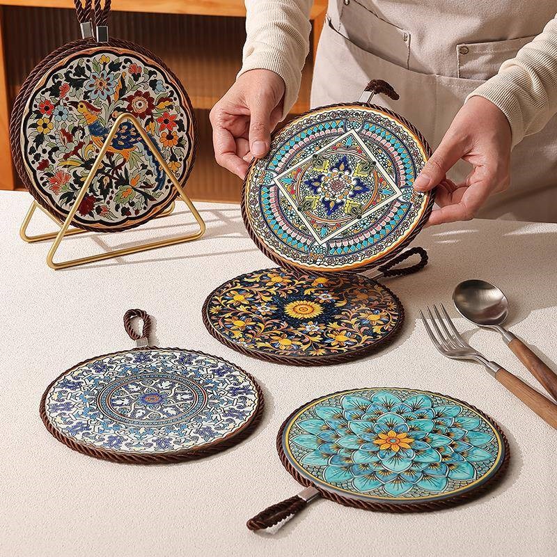 复古隔热垫耐高温砂锅防烫垫珐琅锅垫子陶L瓷新中式餐桌防滑餐盘