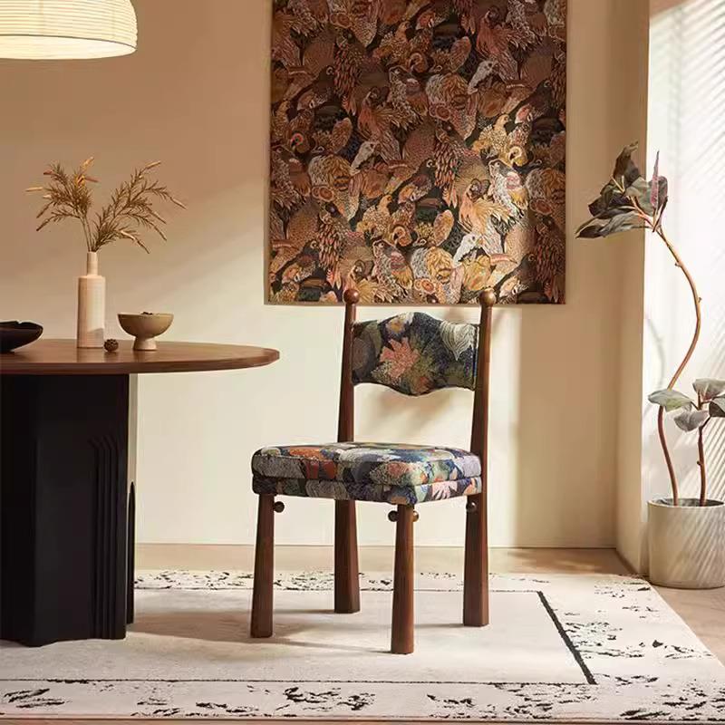 乐树 扶摇 中古风实木餐椅设计师高端休闲椅白蜡木无扶手化妆椅子