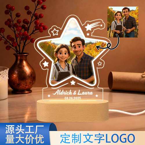 亚马逊新品情侣专属皮克斯风格肖像夜灯Etsy暖光浪漫家庭氛围摆件