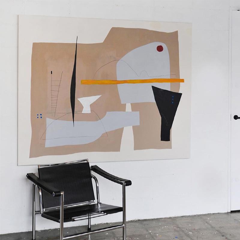 on my way 北欧抽象大幅落地画酒店民宿玄关壁画简约艺术几何壁画