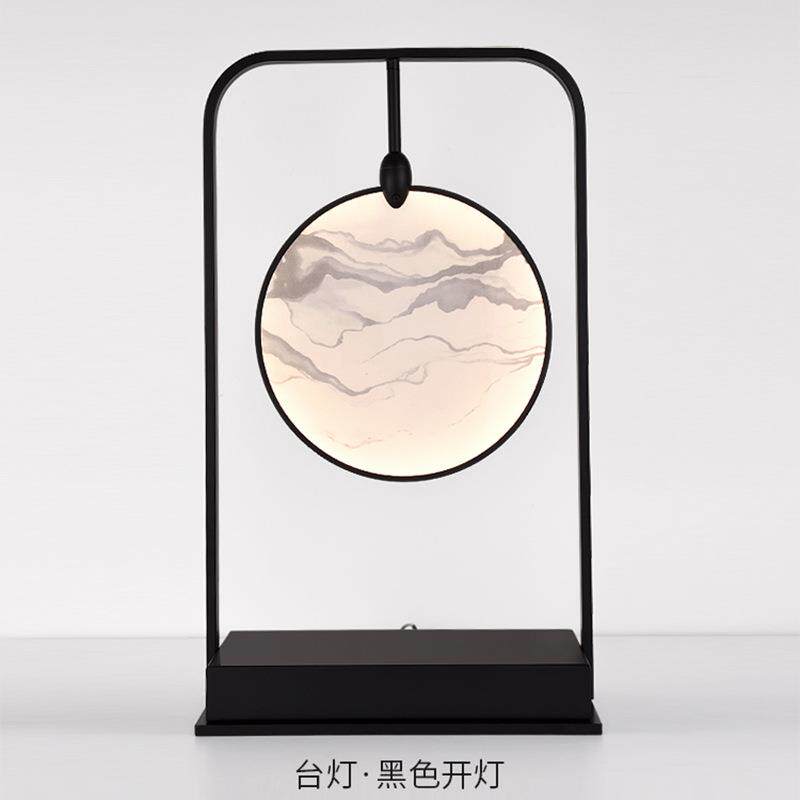 新中式创意扇子台灯复古轻奢客厅卧室书房茶室禅意水墨装饰落地灯