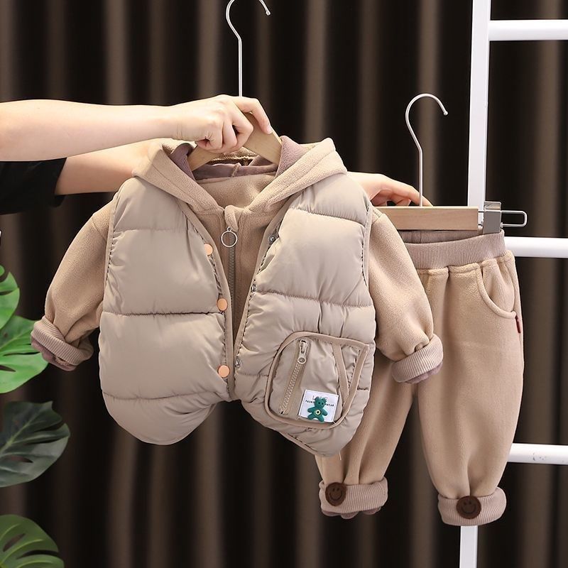 儿童秋冬季棉服套装2024新款男童冬装加厚三件套1-4岁Z宝宝冬装潮