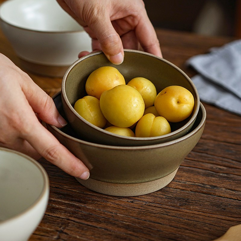 西田木雨简色宽口碗个性陶瓷碗家用汤碗个人专用米饭碗日式面碗